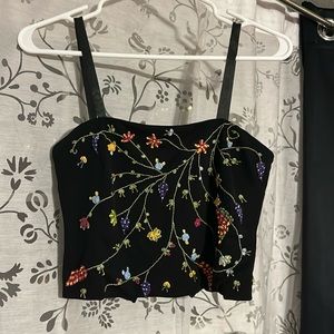 Claudia Cordic embroidered black crop top size 8